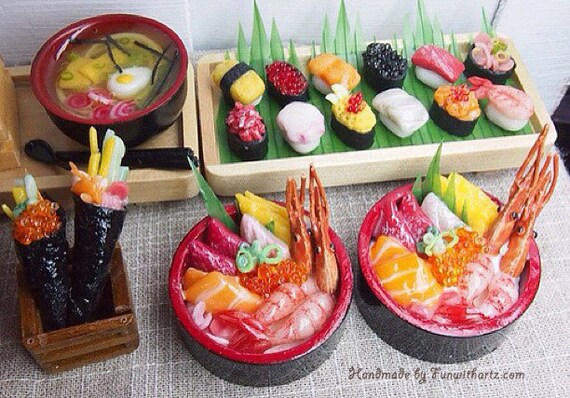 Puppenhaus Miniatur Sushi auf Fisch Platte 1:12 Maßstab 