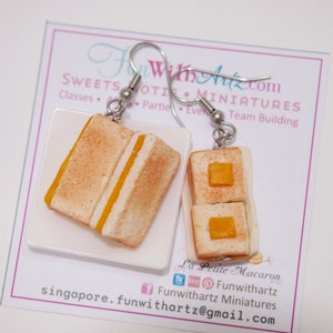 Miniature Laksa Bowl/Toast Bread set /earrings or Dollhouse Miniature Laksa Set image 4