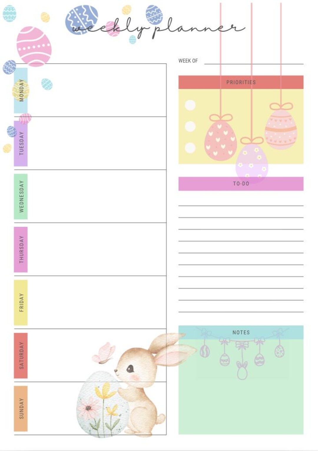 Easter Weekly Program Easter Weekly Planner - Etsy