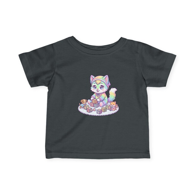 Pastel Rainbow Kitten Infant Tee | Watercolor Fox, Blocks, Toys Graphic image 7