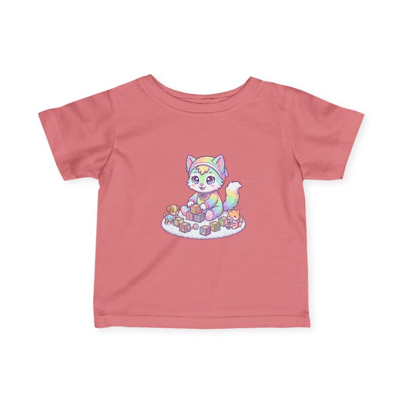 Pastel Rainbow Kitten Infant Tee | Watercolor Fox, Blocks, Toys Graphic image 11