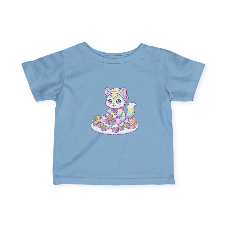 Pastel Rainbow Kitten Infant Tee | Watercolor Fox, Blocks, Toys Graphic image 5