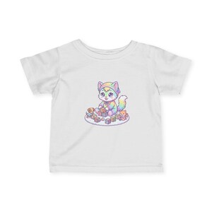 Pastel Rainbow Kitten Infant Tee | Watercolor Fox, Blocks, Toys Graphic image 1
