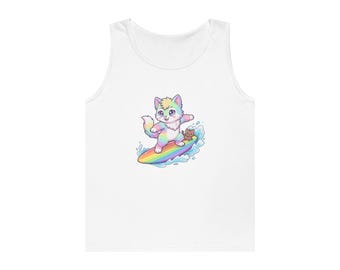 Cat Surfing Rainbow Tank