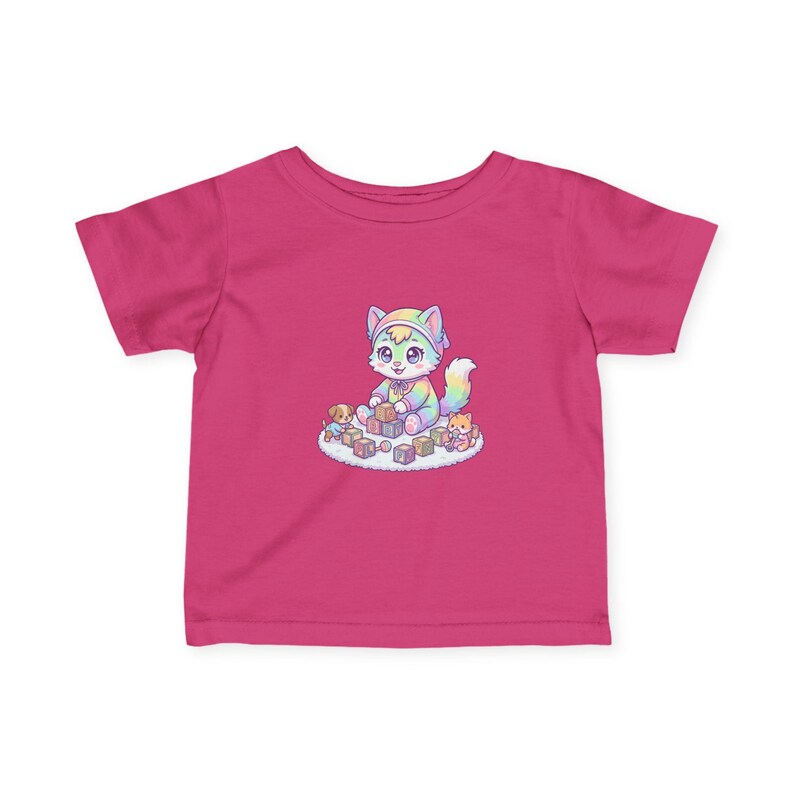 Pastel Rainbow Kitten Infant Tee | Watercolor Fox, Blocks, Toys Graphic image 10