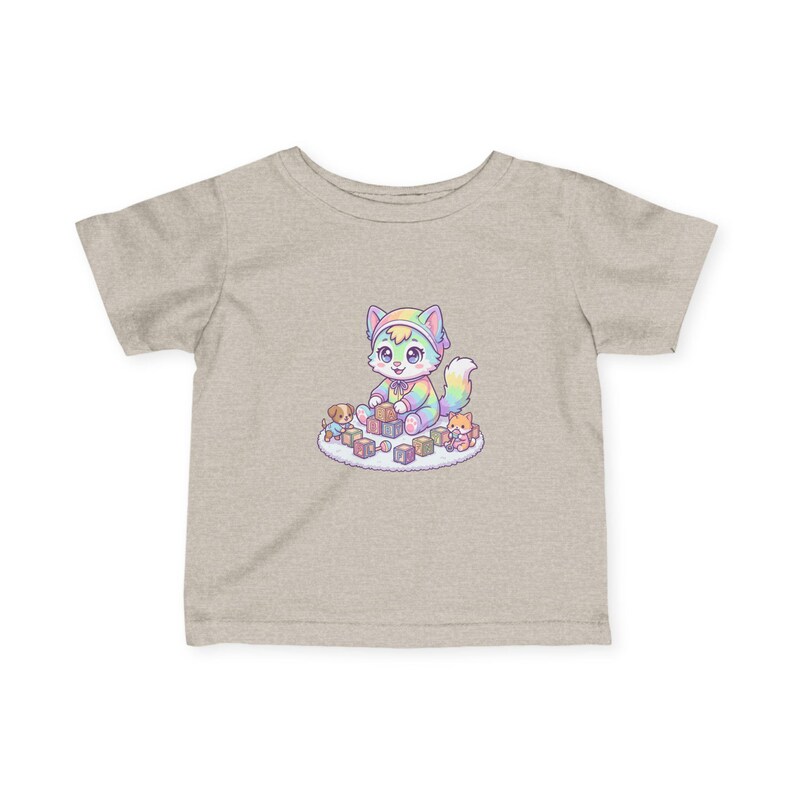 Pastel Rainbow Kitten Infant Tee | Watercolor Fox, Blocks, Toys Graphic image 2