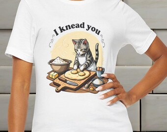 Lustiges Katzen-Liebhaber-T-Shirt: Ich knete Sie, Backen-Humor-T-Stück