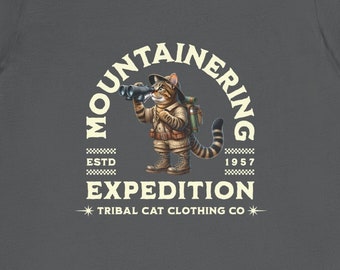 Mountaineering Cat T-Shirt: Funny Hiking Explorer Tee