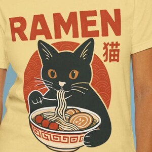Ramen Cat T-shirt, Funny Cat Graphic Unisex Tee, Cat Lover Gift, Foodie Shirt, Cute Animal Top, Cat Mom Dad Gift