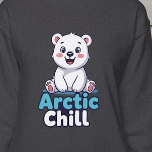 Vintage Arctic Chill Sweatshirt, Cute Polar Bear Crewneck, Cozy Gift for Winter, Fun Apparel for Kids & Adults, Perfect for Holidays -