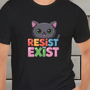 Cute Cat Rescue Tee, 'Resist to Exist' Shirt for Cat Lovers, Animal Rights Activists, Gift for Pet Parents, Casual Wear, Eco-Friendly