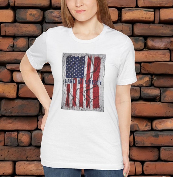 Patriotic American Flag T-Shirt, Land of Liberty Shirt, Vintage USA Flag  Tee, 4th of July Shirt, Distressed Flag T-Shirt, Short Sleeve Tee