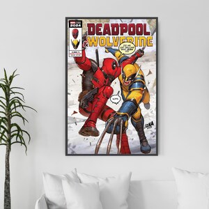 May include: Framed comic book cover with Deadpool and Wolverine. The title "Deadpool & Wolverine" is in bold lettering. The artwork depicts the characters in their signature costumes, engaged in a dynamic, action-filled pose.