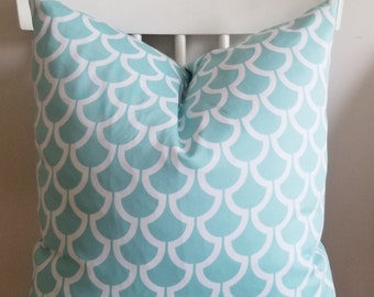 Scallop Aqua Blue - Decorative Pillow Cushion Covers - Accent Pillow - Throw Pillow