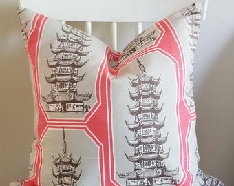 Decorative Pillow Cushion Covers Accent Pillow Coral Temple Throw Pillow Soft Brown Pagoda