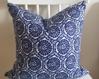 Denim Navy Dekokissen Kissenbezug - Ocean Floor - Navy, Weiß,