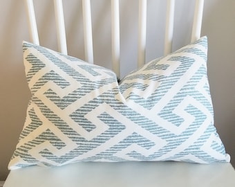 Soft Spa blue Maze - Decorative Pillow Cushion Covers - Accent Pillow - Throw Pillow - Spa Blue Soft Teal - Lumbar