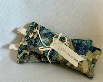 Lavendel Beutel Set - Handgemacht - Geschenk - 2 Beutel - Natürlicher getrockneter Lavendel - Schließen - Schublade - Blau