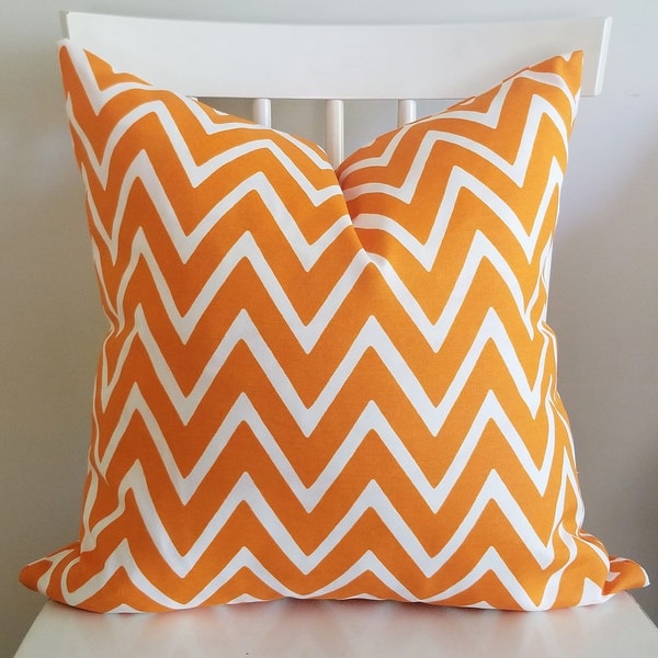Chevron Orange - Decorative Pillow Cushion Cover - Accent Pillow - Throw Pillow - indoor outdoor - Orange White