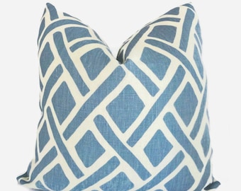 Kravet - Portfolio Thread River Blue - dekorative Kissenbezug - Kissen werfen - Leinen - blau