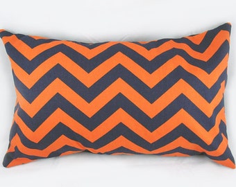 ZigZag Chevron Orange Navy - Couverture de coussin d’oreiller décoratif - Accent Pillow - Throw Pillow