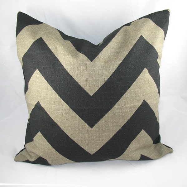 Decorative Pillow Cushion Cover - Accent Pillow - Throw Pillow - Zigzag Zippy Big Chevron Black / Deton
