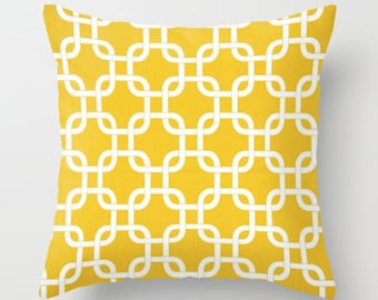 Decorative Pillow Cushion Cover - Accent Pillow - Throw Pillow - Links -  Yellow