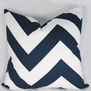 Navy White Chevron Decorative Pillow Cushion Covers Accent Pillow Throw Pillow image 1