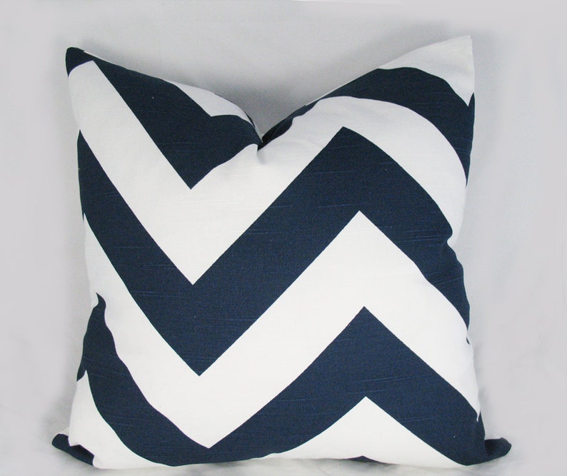 Navy White Chevron Decorative Pillow Cushion Covers Accent Pillow Throw Pillow image 1