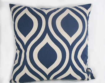 Ogee in Blue denim - Decorative Pillow Cushion Covers - Accent Pillow - Throw Pillow - Blue Denim, Neutral