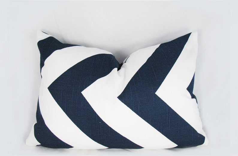 Navy White Chevron Decorative Pillow Cushion Covers Accent Pillow Throw Pillow image 2