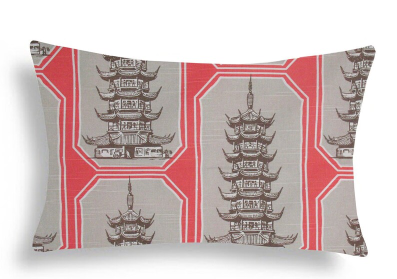 Decorative Pillow Cushion Covers Accent Pillow Coral Temple Throw Pillow Soft Brown Pagoda