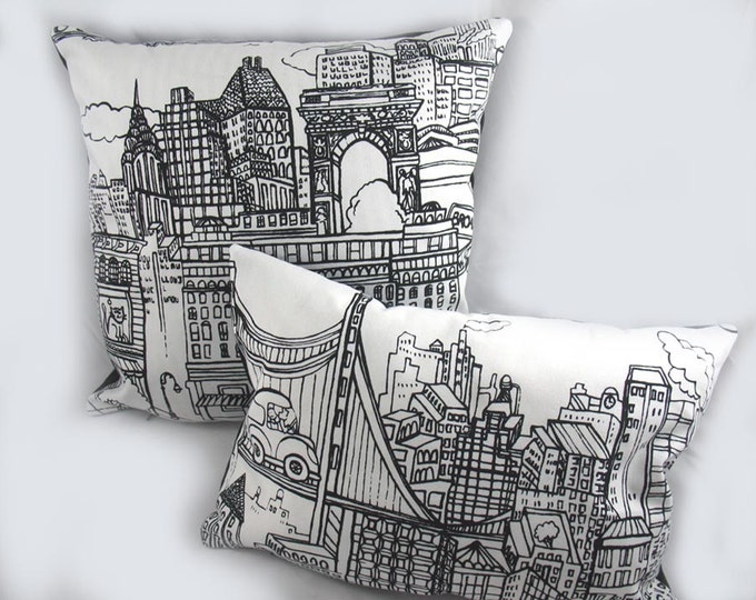 New York New York Decorative Pillow Cushion Cover Accent Etsy