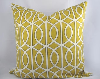 Dwell - Gate Citrine,Trellis, Mustard, Yellow white - Decorative Pillow Cushion Covers - Accent Pillow - Throw Pillow