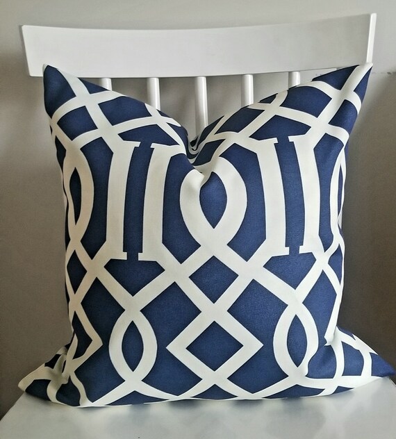 Nautical Blue And White Geometric Decorative Throw Pillow Cover Nautical Blue And White Geometric Decorative Throw Pillow Cover