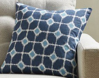 Perfect Denim Blue Ikat - Decorative Pillow Cushion Covers - Accent Pillow - Throw Pillow