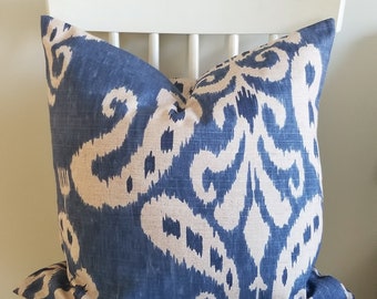 Dekorativer Kissen Kissenbezug - Indigo Denim Ikat - Dekokissen - Akzentkissen - Dekokissen - Blue Denim, Neutral