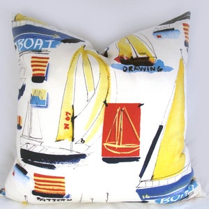 Duralee - boat - Lake - Beach - Ocean - Decorative Pillow Cushion Cover - Accent Pillow - Throw Pillow