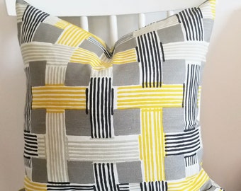 Dwell Studio - Robert Allen  - Yellow Gray white - Decorative Pillow Cushion Covers - Accent Pillow - Throw Pillow