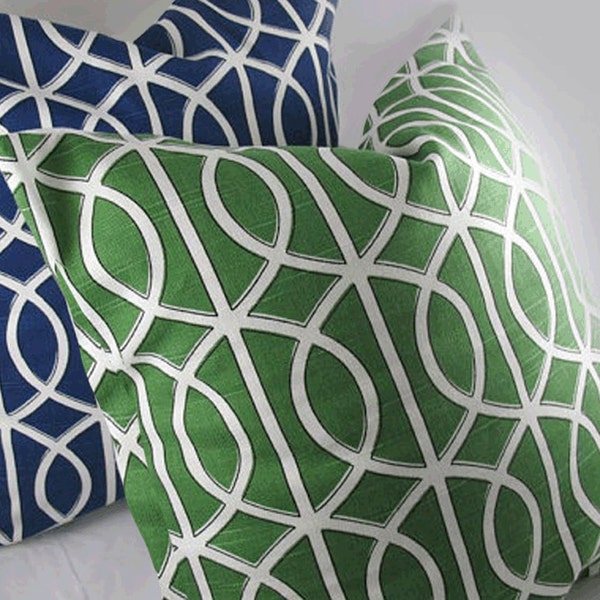 Robert Allen - Dwell - Gate - Water Cress - Trellis - Decorative Pillow Cushion Cover - Accent Pillow - Throw Pillow - Dwell - Green  White