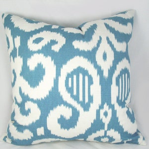 Duralee - Fergana Blue Ikat - Decorative Pillow Cushion Cover - Accent Pillow - Throw Pillow - blue white
