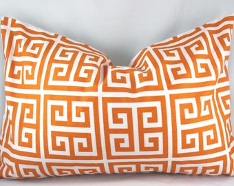 Greek Key Orange - Housses de coussin d’oreiller décoratives - Oreiller Accent - Coussin jetable