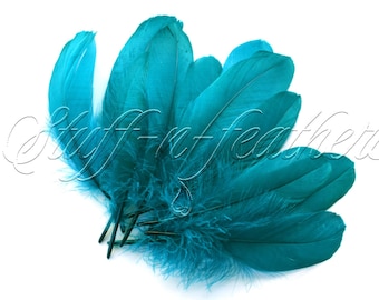 Dark Teal GOOSE feathers pallets, loose feathers vivid color for millinery, crafts, decoration real feather 5-8 in (12.5-20cm) 12 pcs / F215