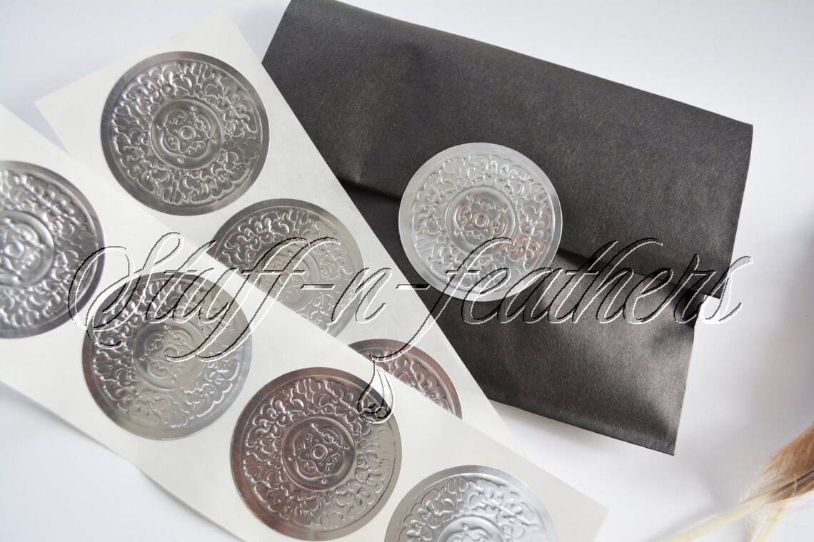 Embossed SILVER Sticker Seals LARGE Round Foil Stickers 2 In Etsy