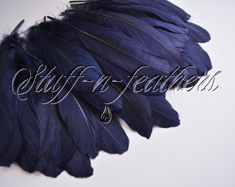 Goose feathers Navy Blue, Goose pallets feathers, loose feathers for millinery, wedding, crafts Wholesale / bulk feathers / FB194