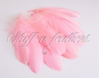 Baby Pink feathers, GOOSE feather, light pink feathers loose for millinery, crafts, wedding decoration, real feathers 5-8 in, 12 pcs / F196