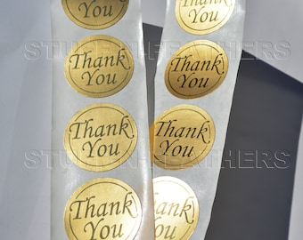 THANK YOU sticker thank you seals Gold round metallic gold foil, use for envelope seals on thank you notes, packaging, wedding / D16G