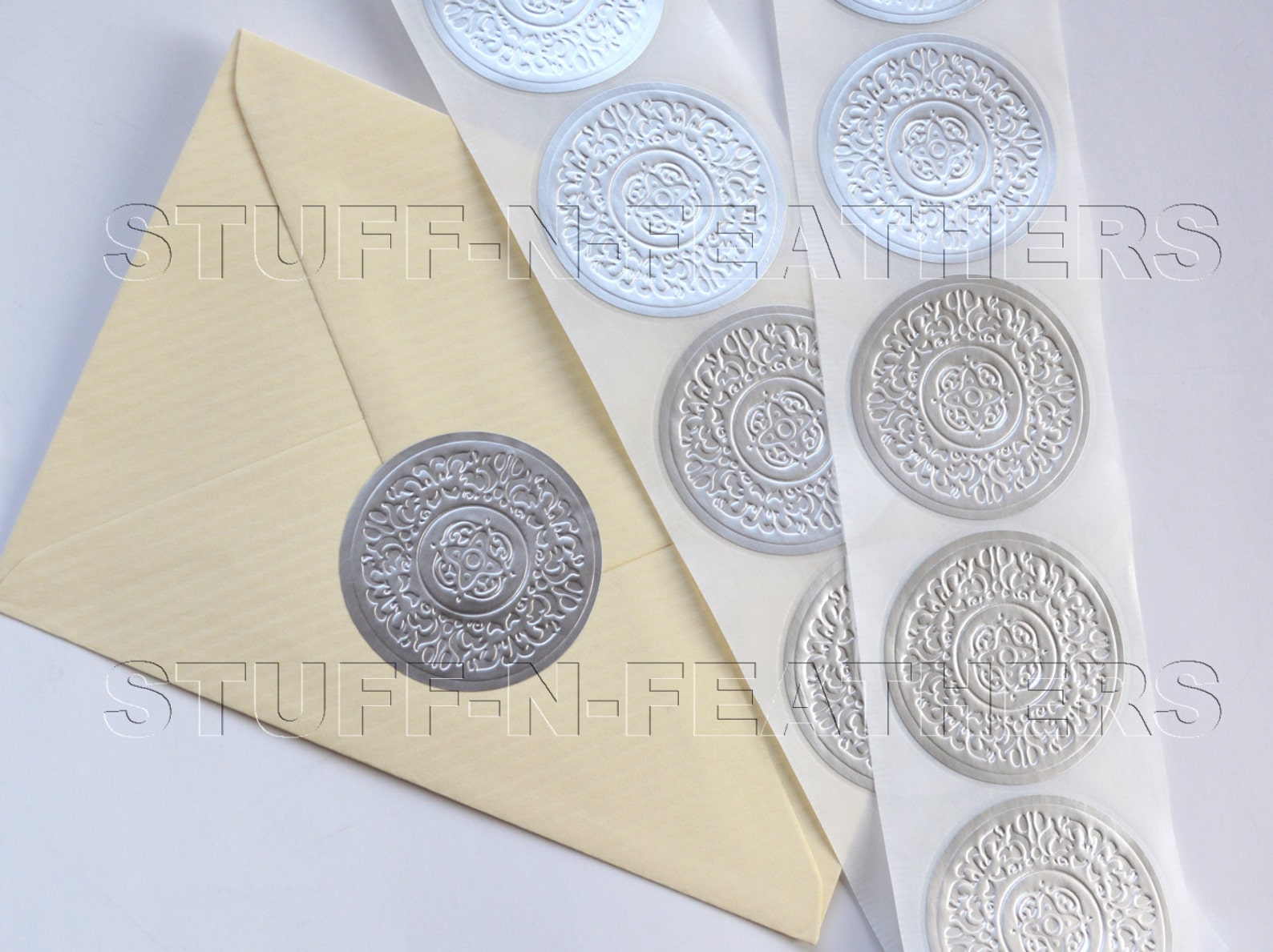 Embossed SILVER Sticker Seals LARGE Round Foil Stickers 2 In Etsy