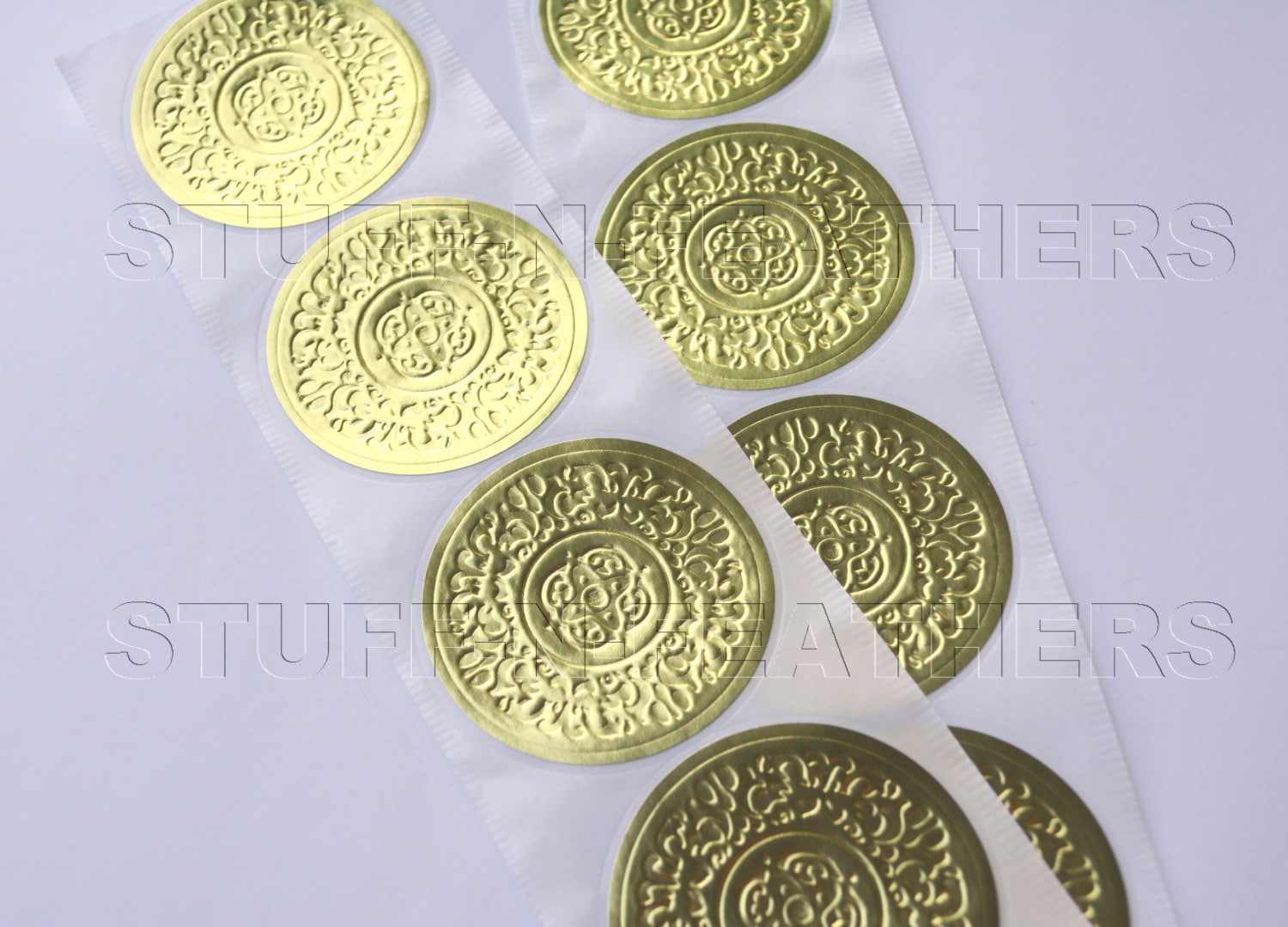 Gold foil sticker Embossed seals LARGE round 2 in Foiled Etsy