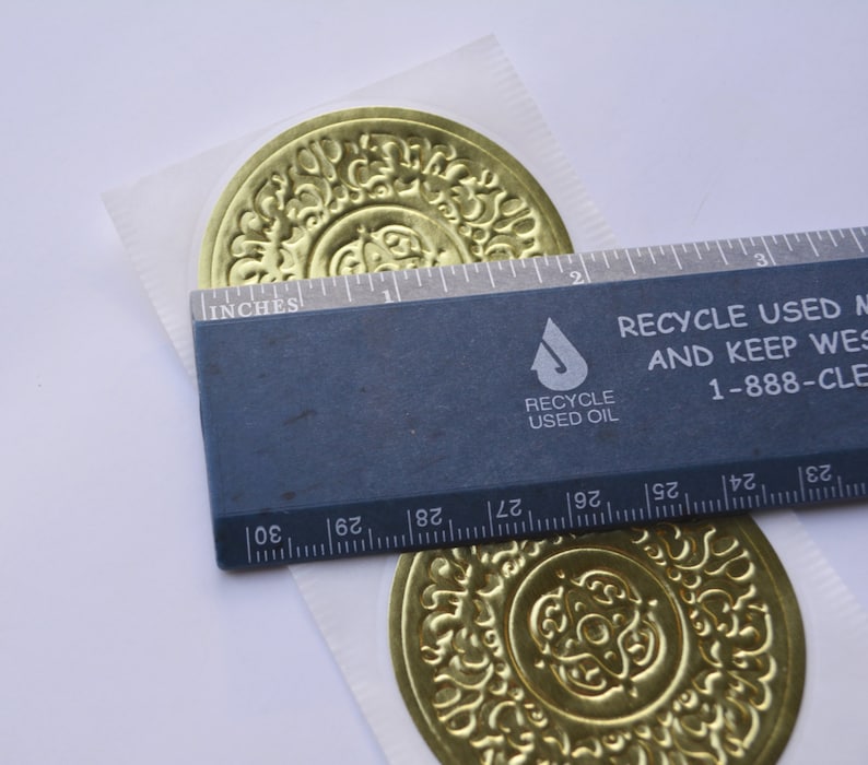 Gold foil sticker Embossed seals LARGE round 2 in Foiled Etsy